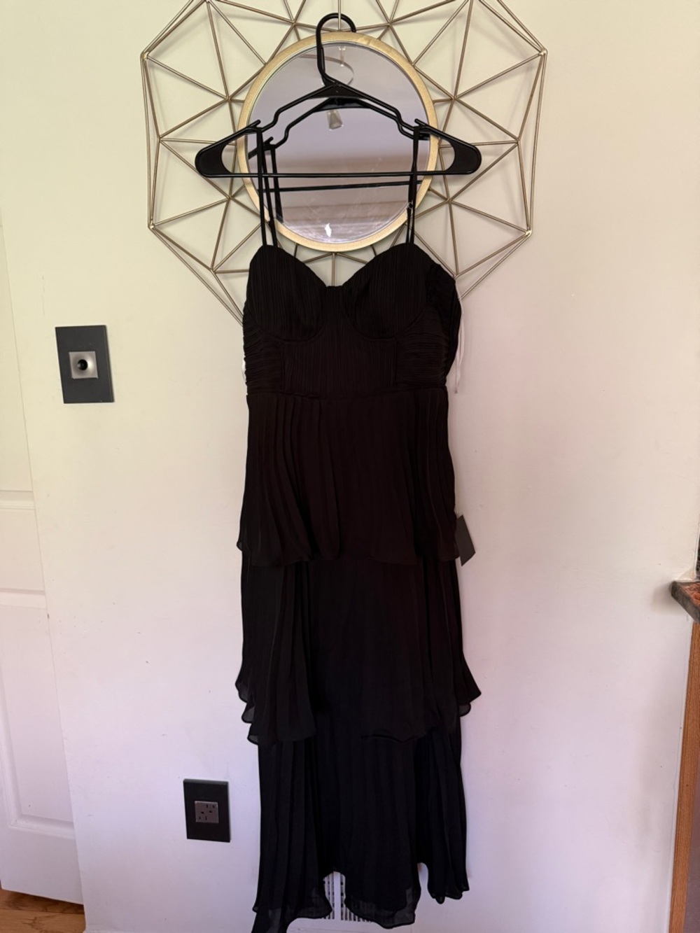 Lulu's Black Tiered Midi Dress with Spaghetti Straps
